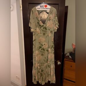 Reformation Salvia Dress: Sage Floral Maxi Dress